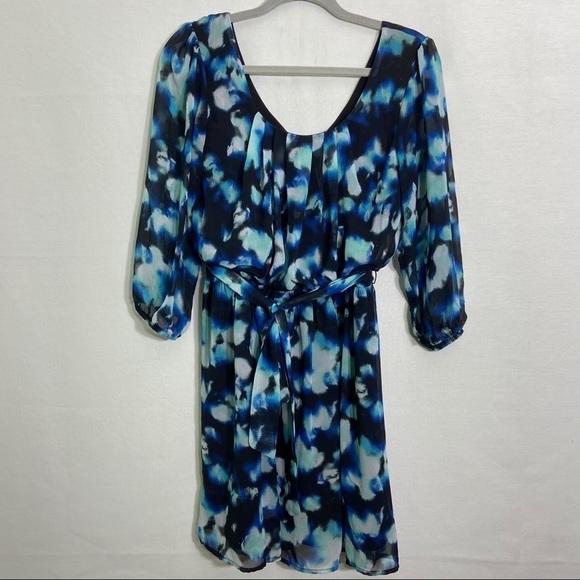 3/$25 scoop neck water color dress sz. L - Picture 1 of 5